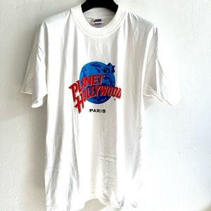 Mens - NWOT Vintage Planet Hollywood Paris France White Tee T Shirt 90s Y2K